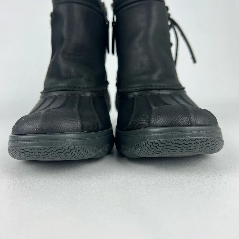Sperry Saltwater Wedge Black Quarter Duck Boots 6